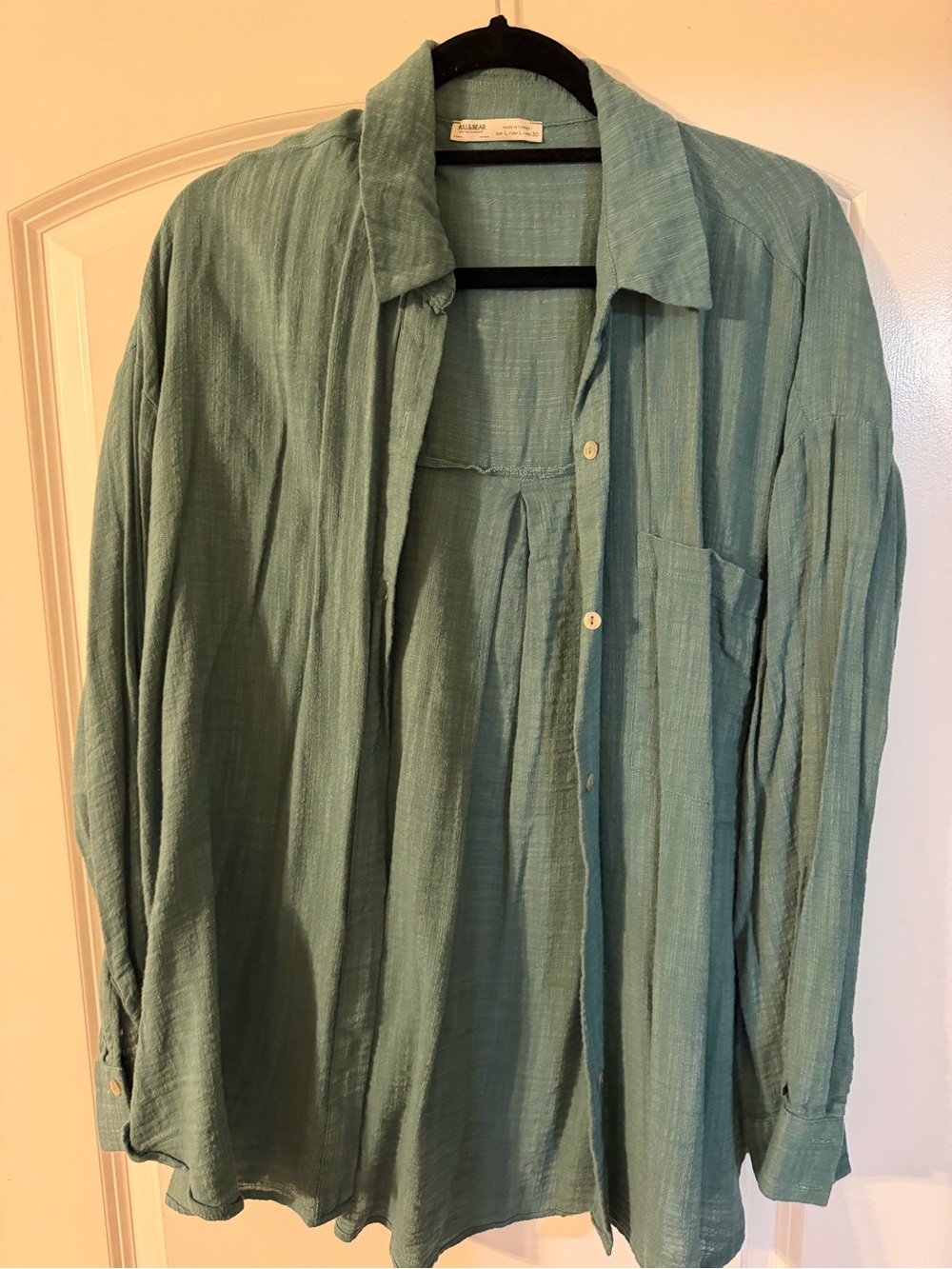 Pull&Bear Relaxed Lightweight Shirt Jacket in Sage